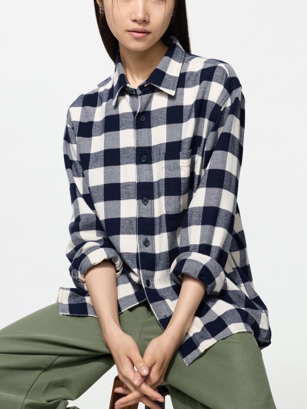 Uniqlo Navy and White Flannel